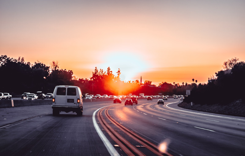 A highway with cars