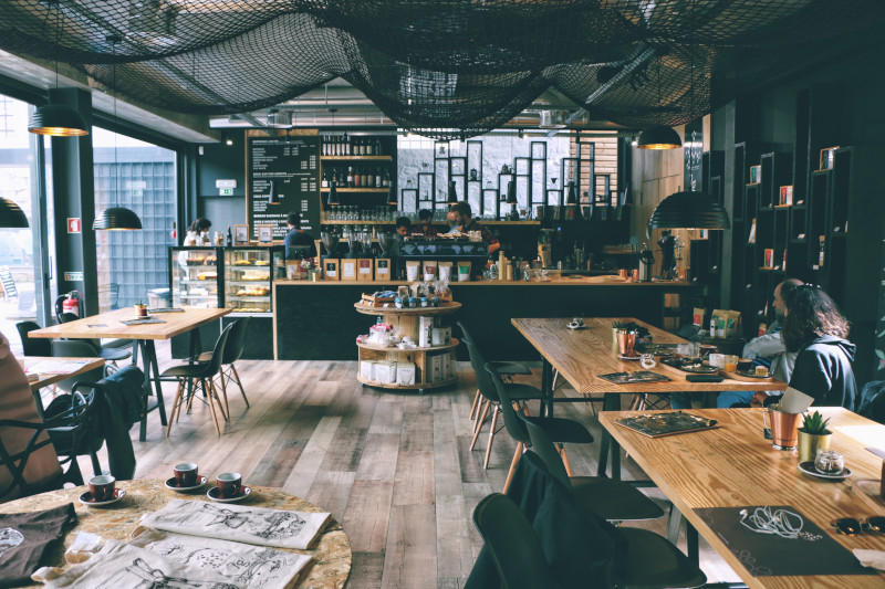 The interior of a cafe